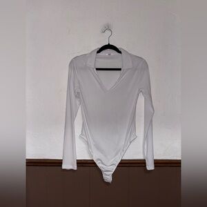 Ardene | White Ribbed Collared Bodysuit